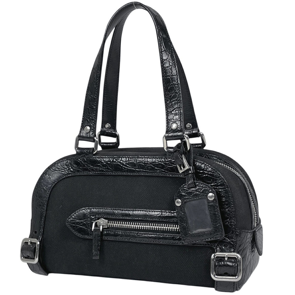 Prada Plate Handbag Canvas Nero Black